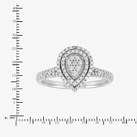 Womens 1/3 CT. T.W. Natural White Diamond Sterling Silver Pear Engagement Ring