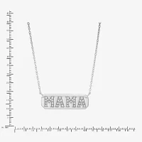 "Mama" Womens 1/8 CT. T.W. Natural White Diamond Sterling Silver Bar Pendant Necklaces