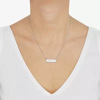 "Mama" Womens 1/8 CT. T.W. Natural White Diamond Sterling Silver Bar Pendant Necklaces