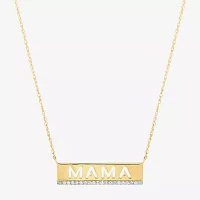 "Mama" Womens 1/10 CT. T.W. Natural White Diamond 14K Gold Over Silver Bar Pendant Necklace