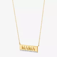 "Mama" Womens 1/10 CT. T.W. Natural White Diamond 14K Gold Over Silver Bar Pendant Necklace