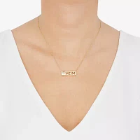 "Mom" Womens Diamond Accent Natural White Diamond 14K Gold Over Silver Bar Pendant Necklace