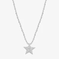 Womens 1/4 CT. T.W. Natural White Diamond Sterling Silver Star Pendant Necklace