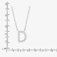 "D" Womens 1/10 CT. T.W. Natural White Diamond Sterling Silver Pendant Necklaces