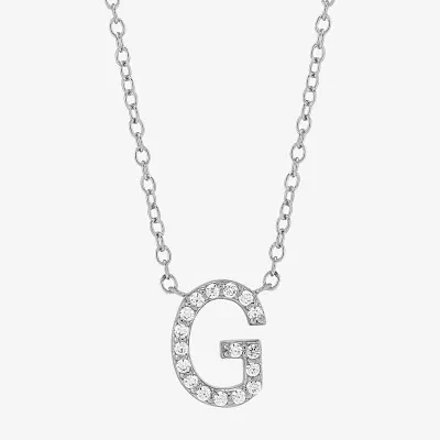 "G" Womens Diamond Accent Natural White Diamond Sterling Silver Pendant Necklace