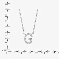 "G" Womens Diamond Accent Natural White Diamond Sterling Silver Pendant Necklace