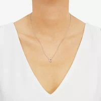 "G" Womens Diamond Accent Natural White Diamond Sterling Silver Pendant Necklace