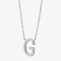 "G" Womens Diamond Accent Natural White Diamond Sterling Silver Pendant Necklace