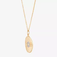 "Mom" Womens Diamond Accent Natural White Diamond 10K Gold Round Pendant Necklace