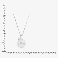 "Mom" Womens 1/10 CT. T.W. Natural White Diamond Sterling Silver Heart Round Pendant Necklace