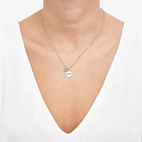 "Mom" Womens 1/10 CT. T.W. Natural White Diamond Sterling Silver Heart Round Pendant Necklace