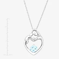 Mother And Baby Womens Diamond Accent Lab Created Green Emerald 10K Gold Heart Pendant Necklaces