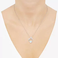 Mother And Baby Womens Diamond Accent Lab Created Green Emerald 10K Gold Heart Pendant Necklaces