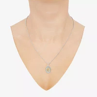 Mother And Baby Womens Genuine White Mother Of Pearl 10K Gold Sterling Silver Heart Round Pendant Necklace