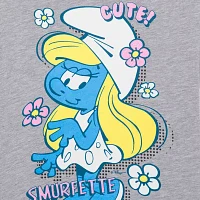 Little & Big Girls Crew Neck Short Sleeve Smurfs Graphic T-Shirt