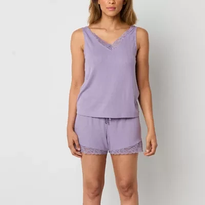 Ambrielle Womens Sleeveless V-Neck 2-pc. Shorts Pajama Set