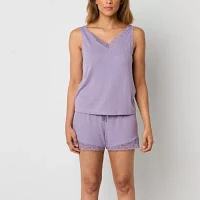 Ambrielle Womens Sleeveless V-Neck 2-pc. Shorts Pajama Set