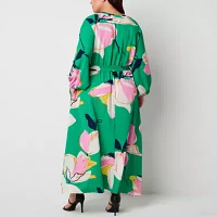 Premier Amour Womens Long Sleeve Floral Maxi Dress Plus