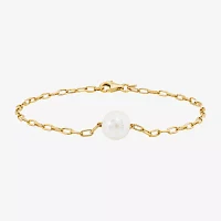 14K Gold Over Silver 7.5 Inch Solid Paperclip Chain Bracelet