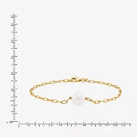 14K Gold Over Silver 7.5 Inch Solid Paperclip Chain Bracelet