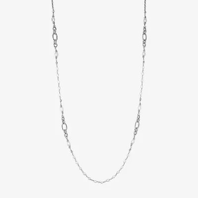 Womens Dyed White Cultured Freshwater Pearl Sterling Silver Strand Necklace