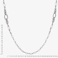 Womens Dyed White Cultured Freshwater Pearl Sterling Silver Strand Necklace
