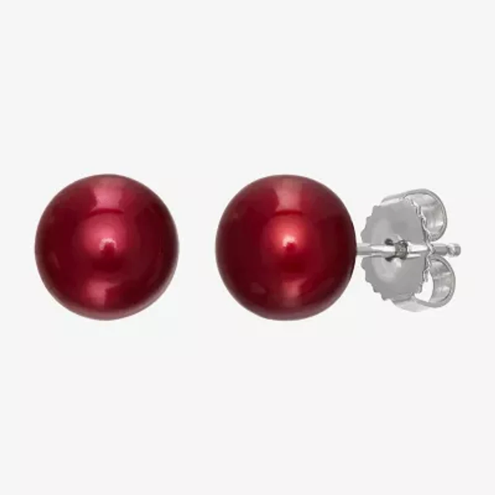 Dyed Cultured Freshwater Pearl Sterling Silver 10mm Round Stud Earrings