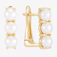 Dyed White Cultured Freshwater Pearl 14K Gold 17mm Hoop Earrings