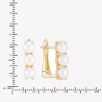 Dyed White Cultured Freshwater Pearl 14K Gold 17mm Hoop Earrings