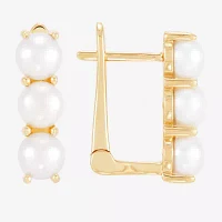 Dyed White Cultured Freshwater Pearl 14K Gold 17mm Hoop Earrings