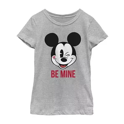 Disney Collection Little & Big Girls Crew Neck Short Sleeve Mickey Mouse Graphic T-Shirt