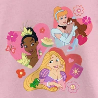 Disney Collection Little & Big Girls Crew Neck Short Sleeve Princess Graphic T-Shirt