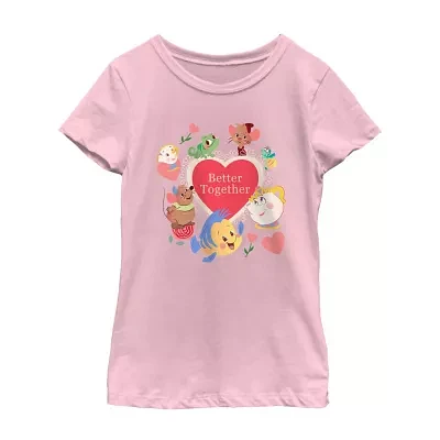 Disney Collection Little & Big Girls Crew Neck Short Sleeve Princess Graphic T-Shirt