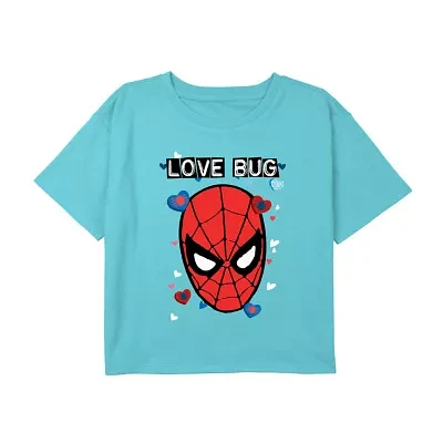 Disney Collection Little & Big Girls Crew Neck Short Sleeve Spiderman Graphic T-Shirt