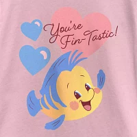 Disney Collection Little & Big Girls Flounder Crew Neck Short Sleeve The Mermaid Graphic T-Shirt