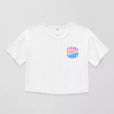 Xersion Little & Big Girls Soft Performance Waist Length Crew Neck Short Sleeve Graphic T-Shirt
