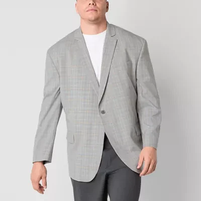 J. Ferrar Mens Big and Tall Plaid Sport Coat