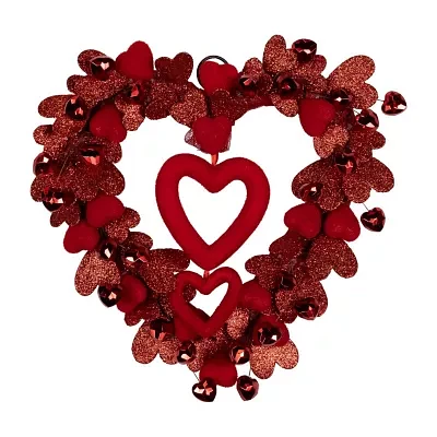 Northlight Red Heart Shaped Glitter Wreath