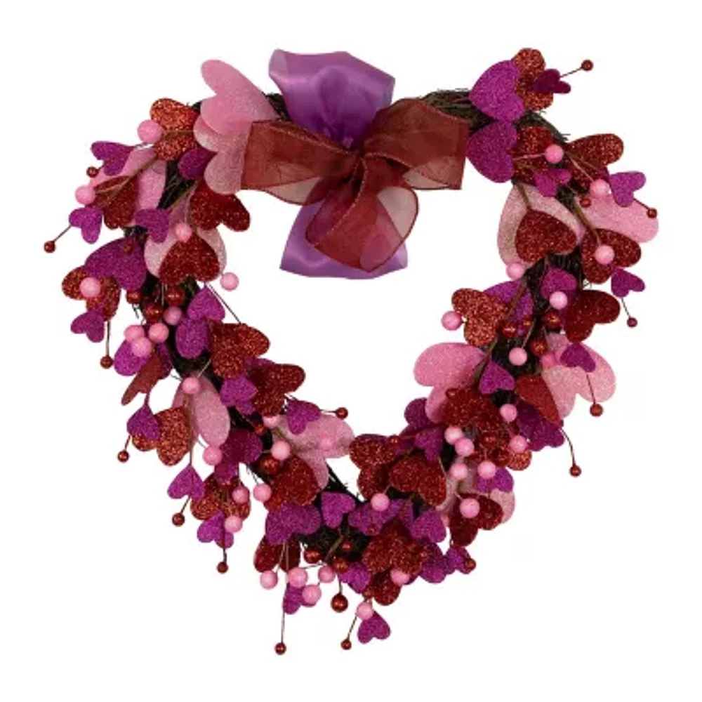 Northlight Glittering Hearts And Berries Wreath