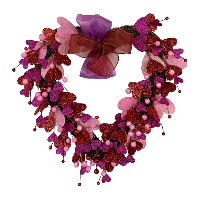 Northlight Glittering Hearts And Berries Wreath