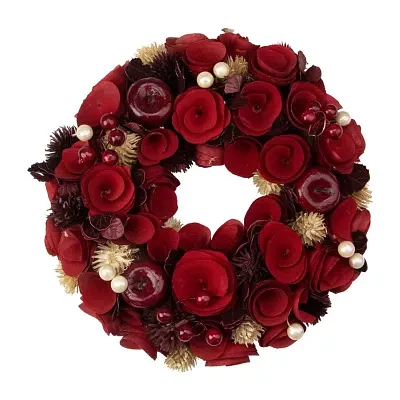 Northlight Roses Apples And Faux Pearls Wreath