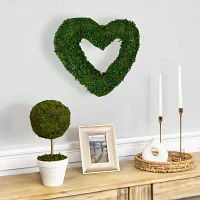 Northlight Reindeer Moss Heart Wreath