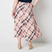 Liz Claiborne Womens Mid Rise Midi A-Line Skirt-Plus