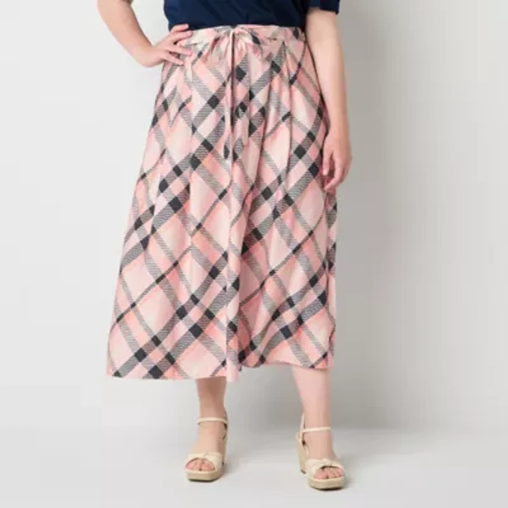 Liz Claiborne Womens Mid Rise Midi A-Line Skirt-Plus