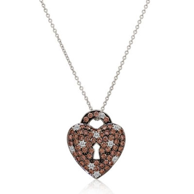 Le Vian® Grand Sample Sale™ Chocolate Diamonds® & Vanilla Diamonds® Heart Padlock Pendant set in 14K Vanilla Gold®