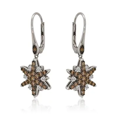 LIMITED QUANTITIES Le Vian Grand Sample Sale™ Chocolate Diamonds® & Vanilla Diamonds® Starburst Earrings set in 14K Vanilla Gold®