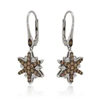 LIMITED QUANTITIES Le Vian Grand Sample Sale™ Chocolate Diamonds® & Vanilla Diamonds® Starburst Earrings set in 14K Vanilla Gold®