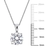 Womens 2 CT. Lab Created White Moissanite 14K White Gold Round Pendant Necklace