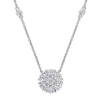 Womens 1 3/8 CT. T.W. Lab Created White Moissanite 10K White Gold Pendant Necklace