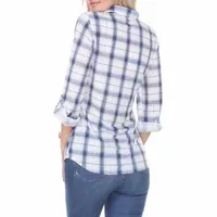 White Mark Oakley Plaid Womens 3/4 Sleeve Regular Fit Button-Down Shirt